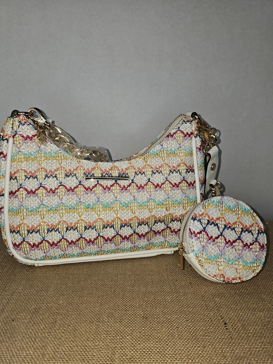 Aldo Handbags - Women’s Multicolor Woven Shoulder Bag with Coin Pouch